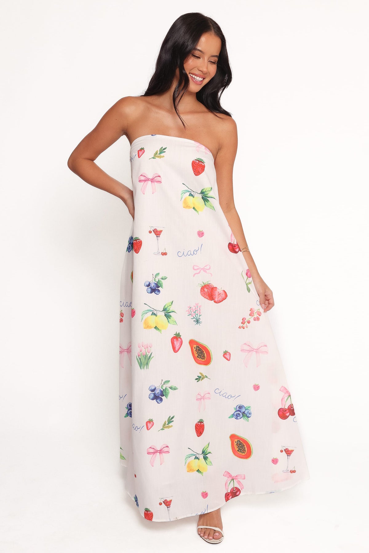 Soph Strapless Maxi Dress in Ciao Bow Print – view 1 of 6