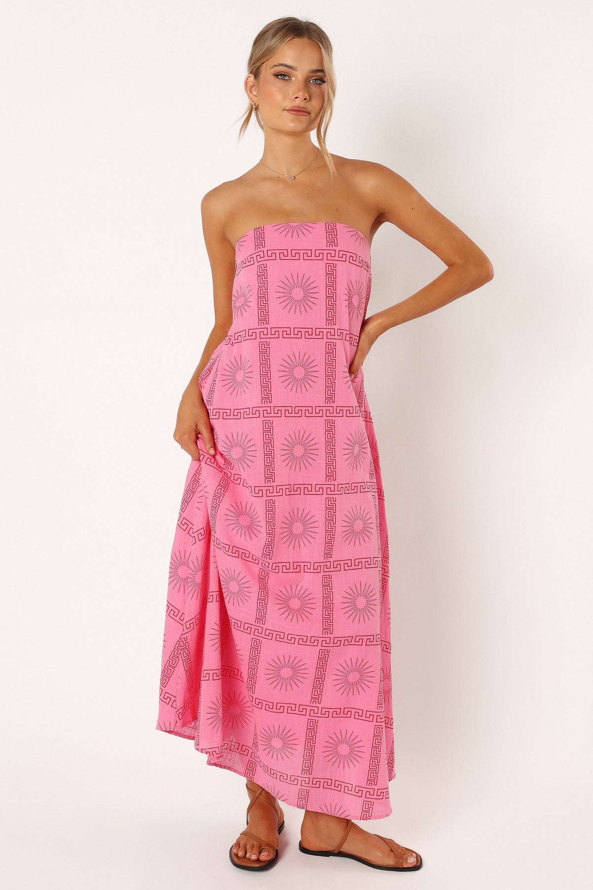Soph Strapless Maxi Dress in Pink Red – view 5 of 8