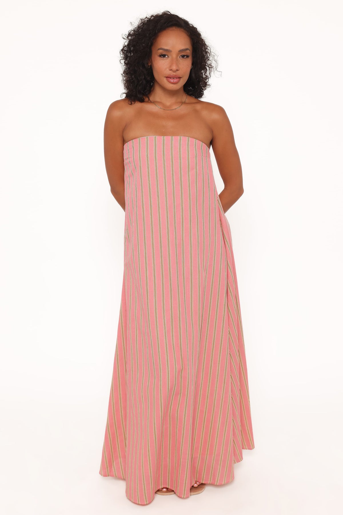 Soph Strapless Maxi Dress in Pink Stripe – view 1 of 5