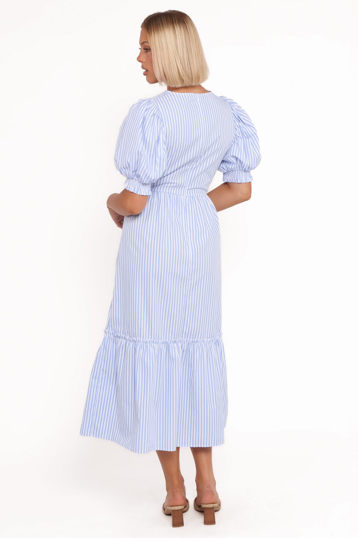 Steele Puff Sleeve Midi Dress in Blue Stripe – view 4 of 8