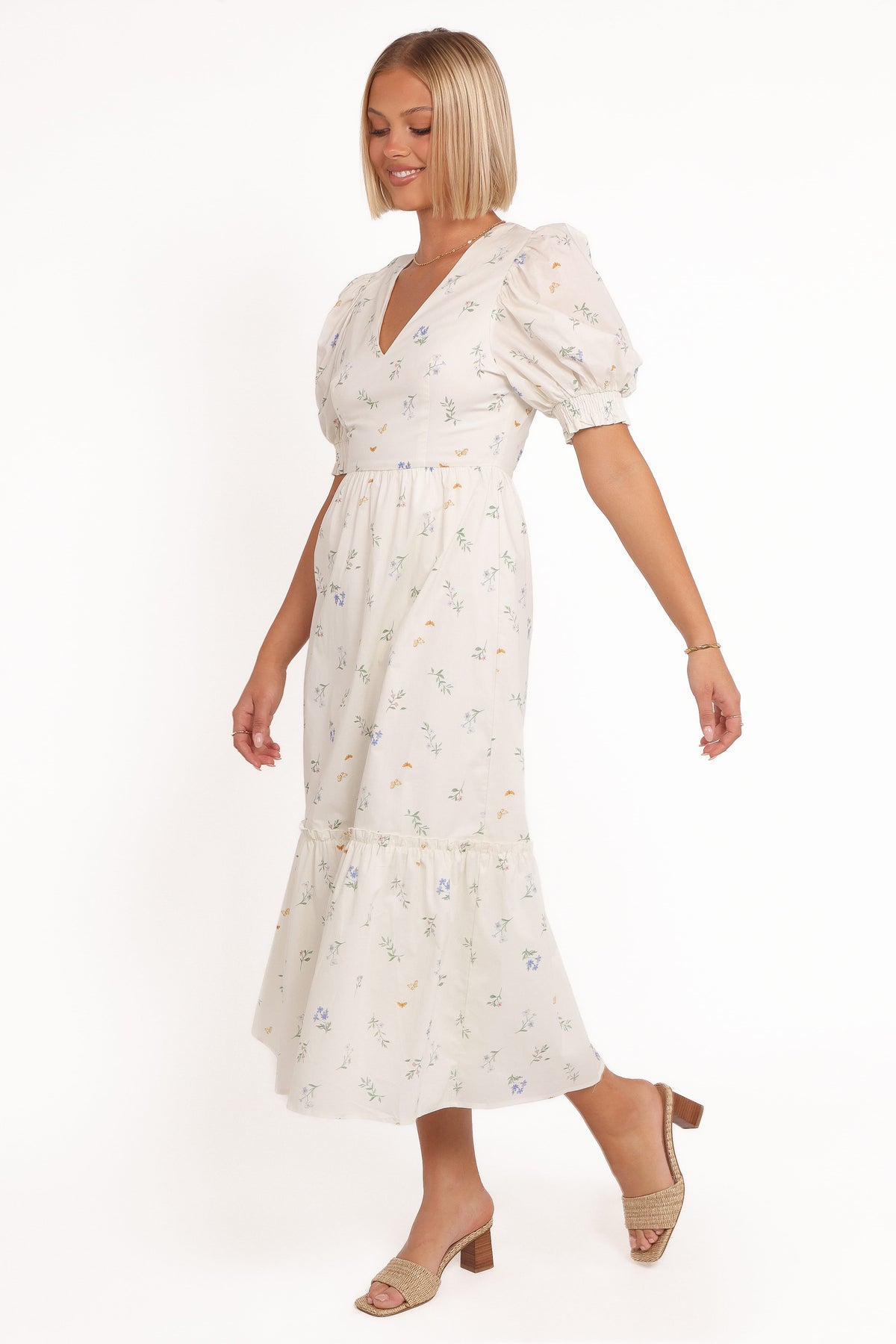 Steele Puff Sleeve Midi Dress in Floral – view 5 of 8