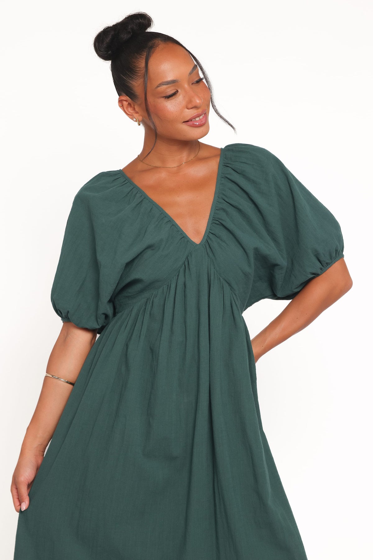 Sullivan Puff Sleeve Maxi Dress in Forest Green – view 6 of 7