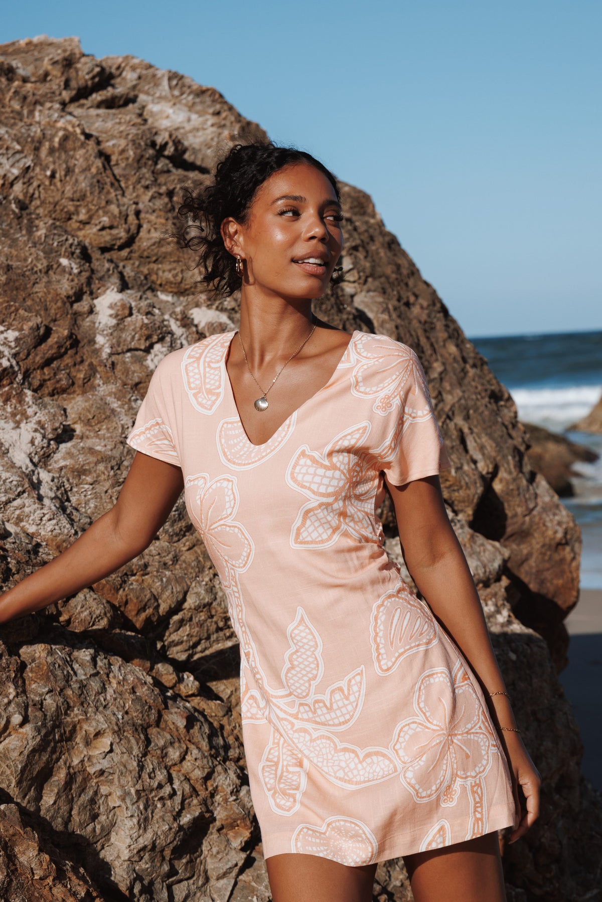 Tamika Mini Dress in Peach Floral – view 1 of 7