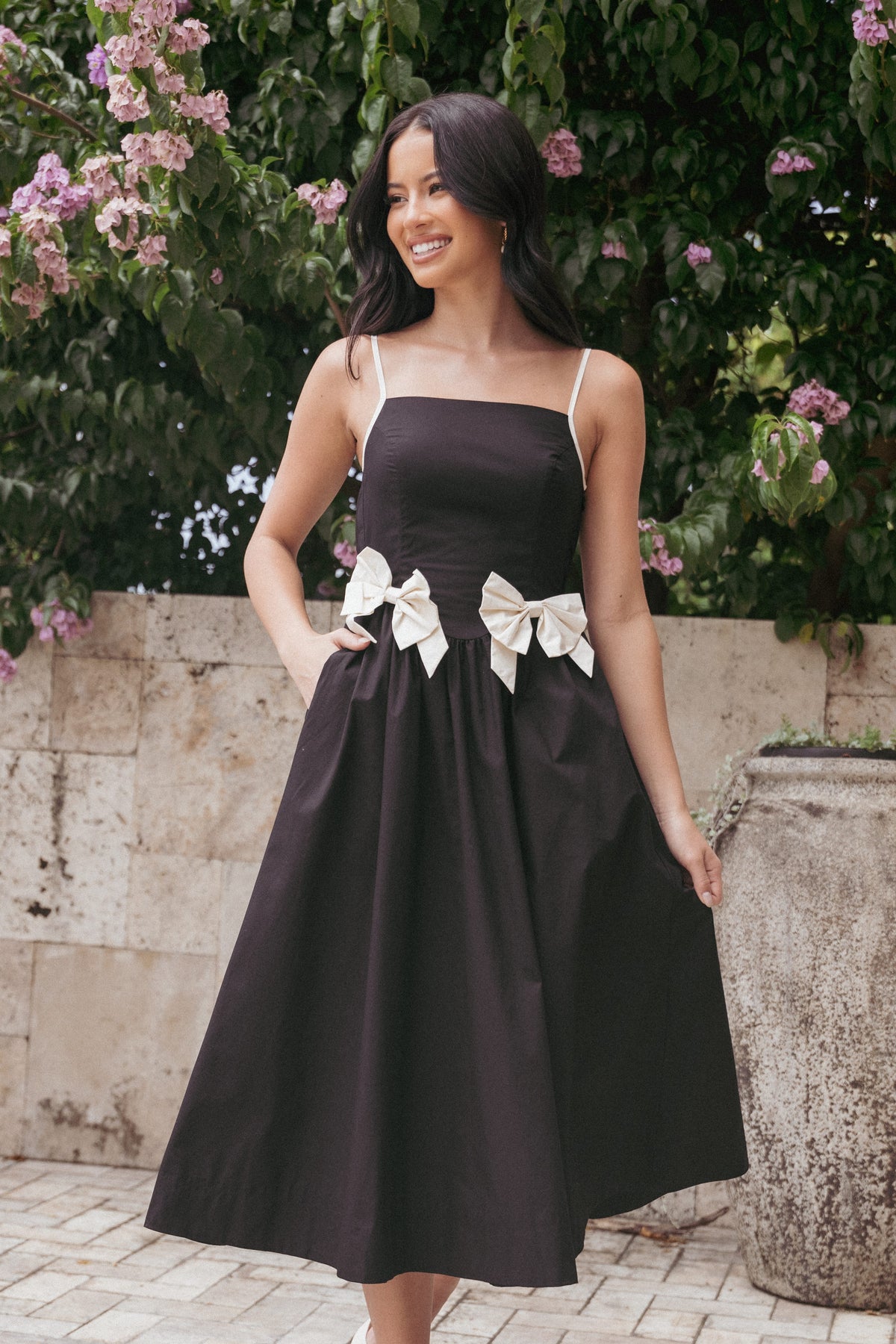 Tia Midi Dress in Black – view 1 of 7