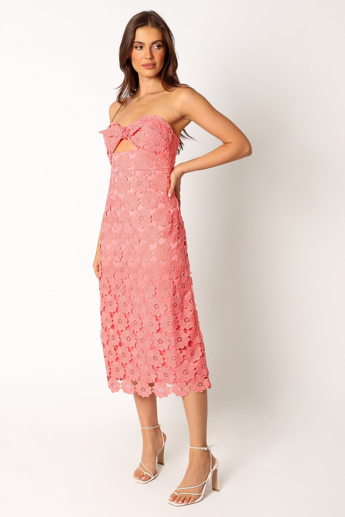Tyler Strapless Midi Dress in Watermelon – view 10 of 11