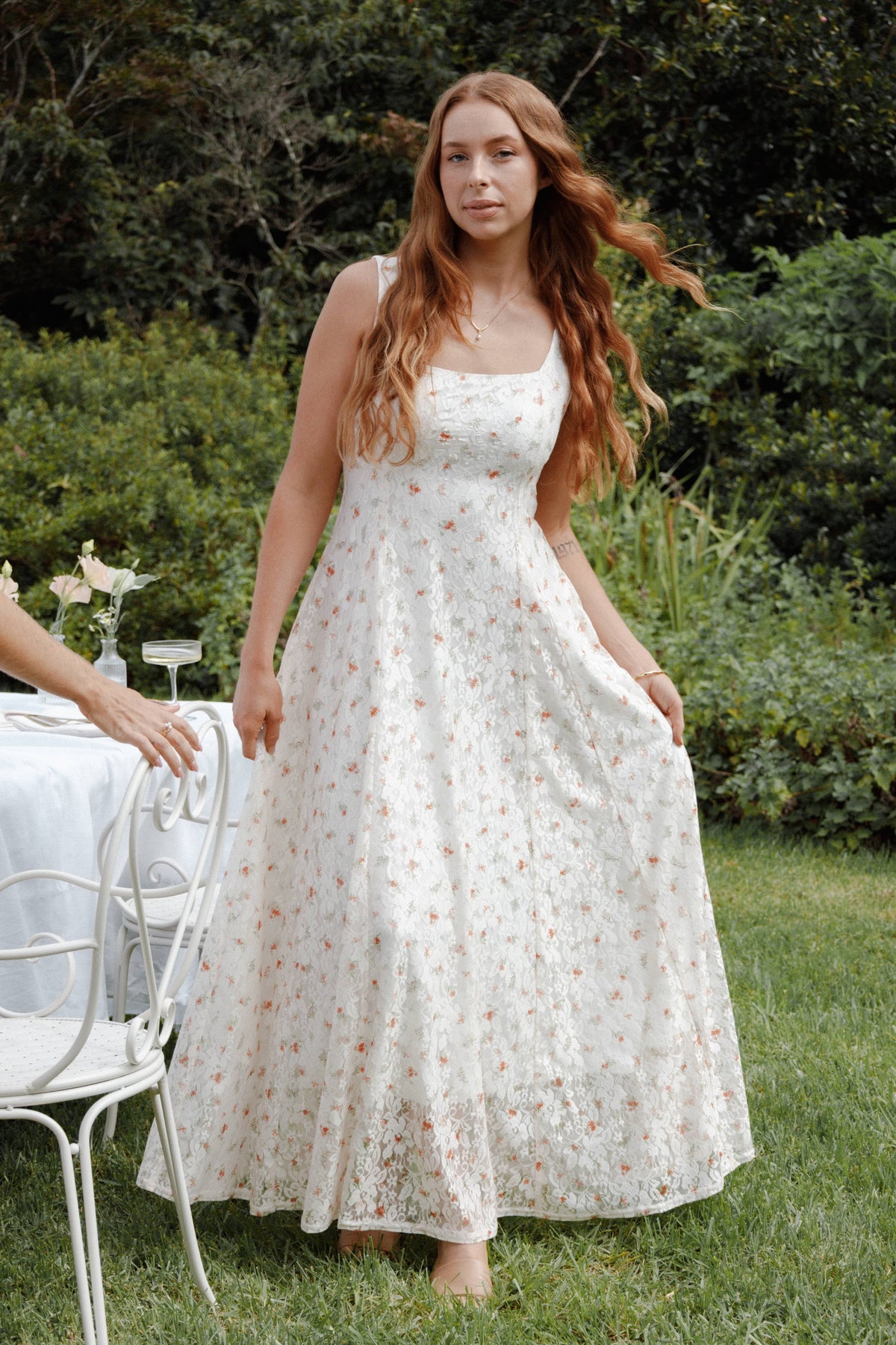 Valley Maxi Dress in White Floral Lace – view 1 of 7