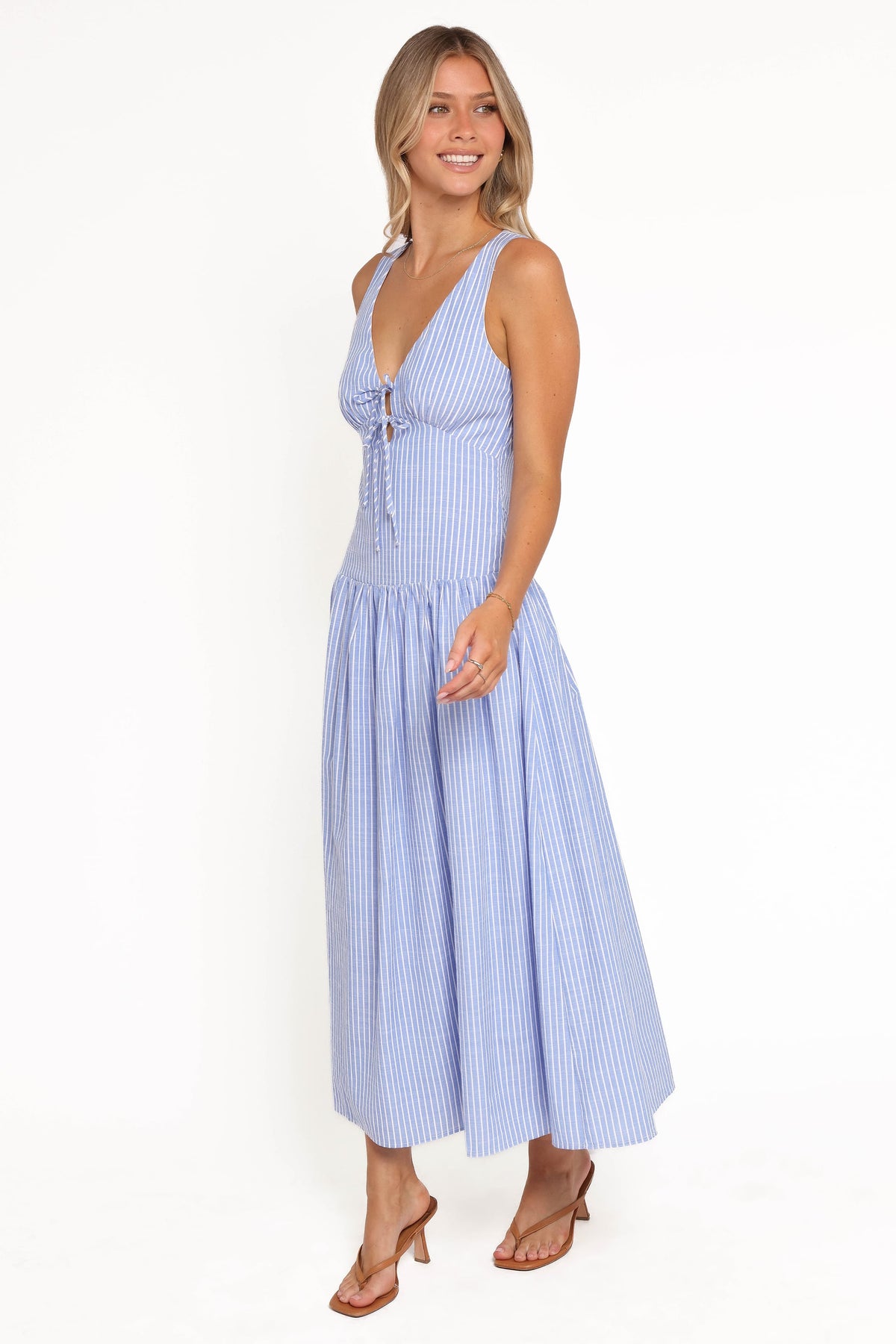 Vanessa Maxi Dress in Navy Pinstripe – view 4 of 8