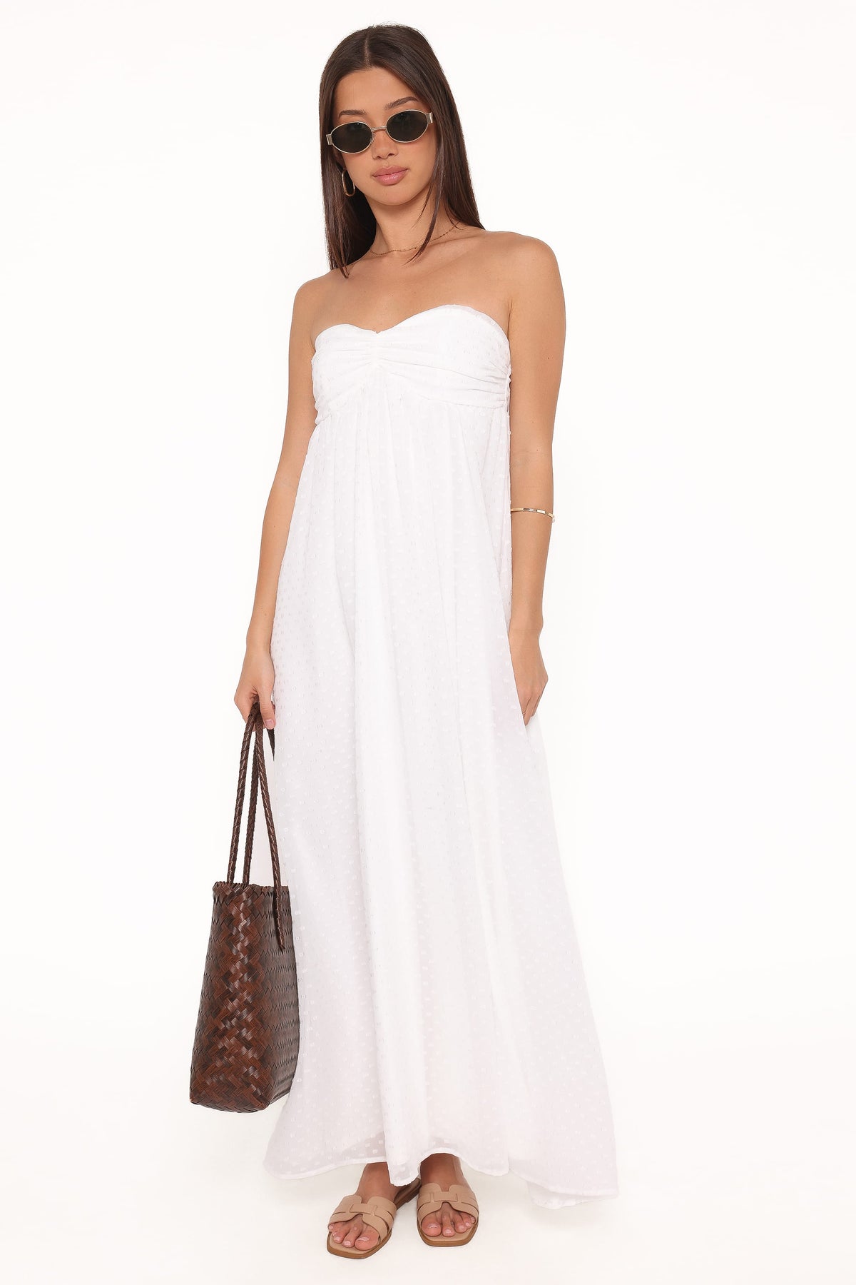 Vee Strapless Maxi Dress in White – view 1 of 5
