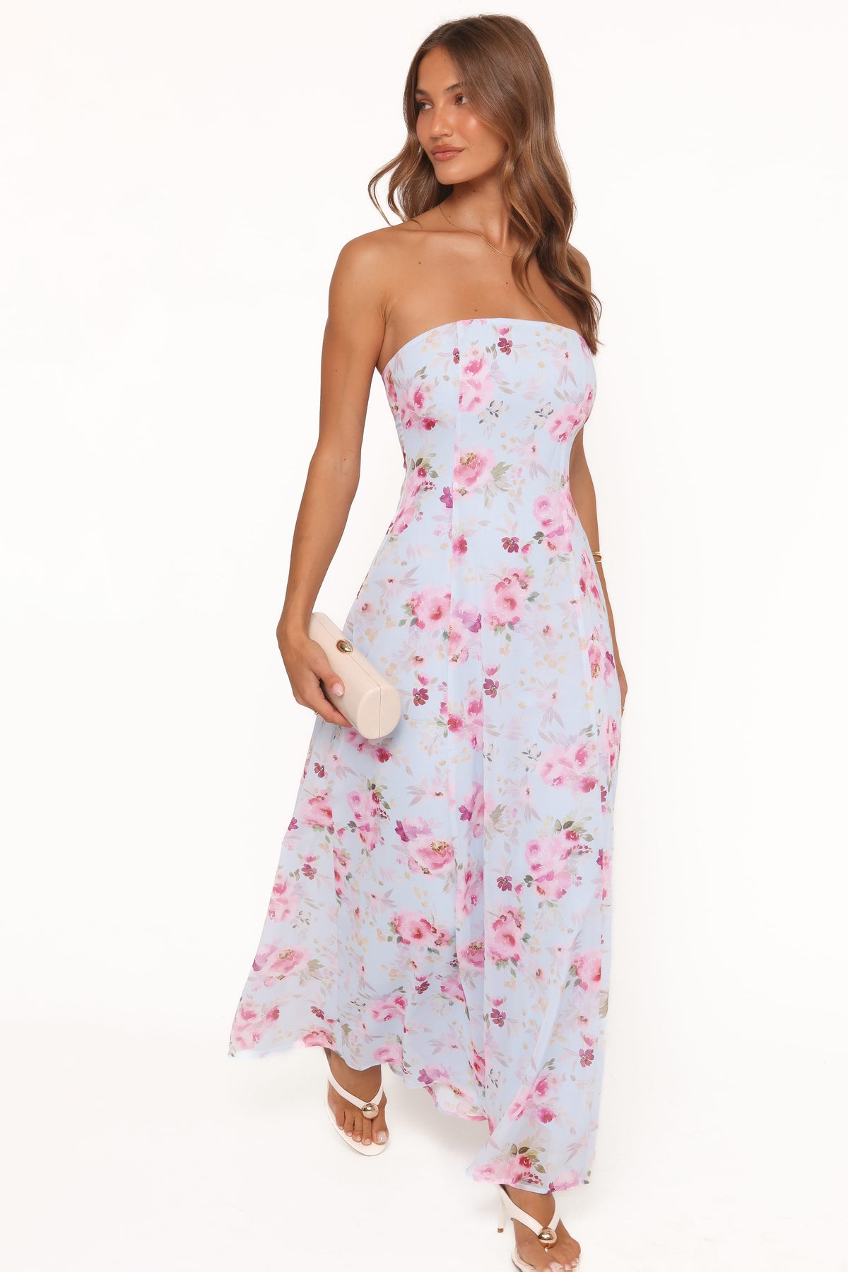 Vegas Strapless Maxi Dress in Blue Floral – view 3 of 6