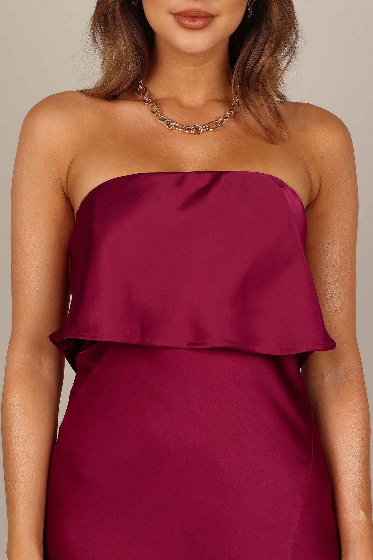 Vienna Strapless Midi Dress in Berry – view 5 of 11