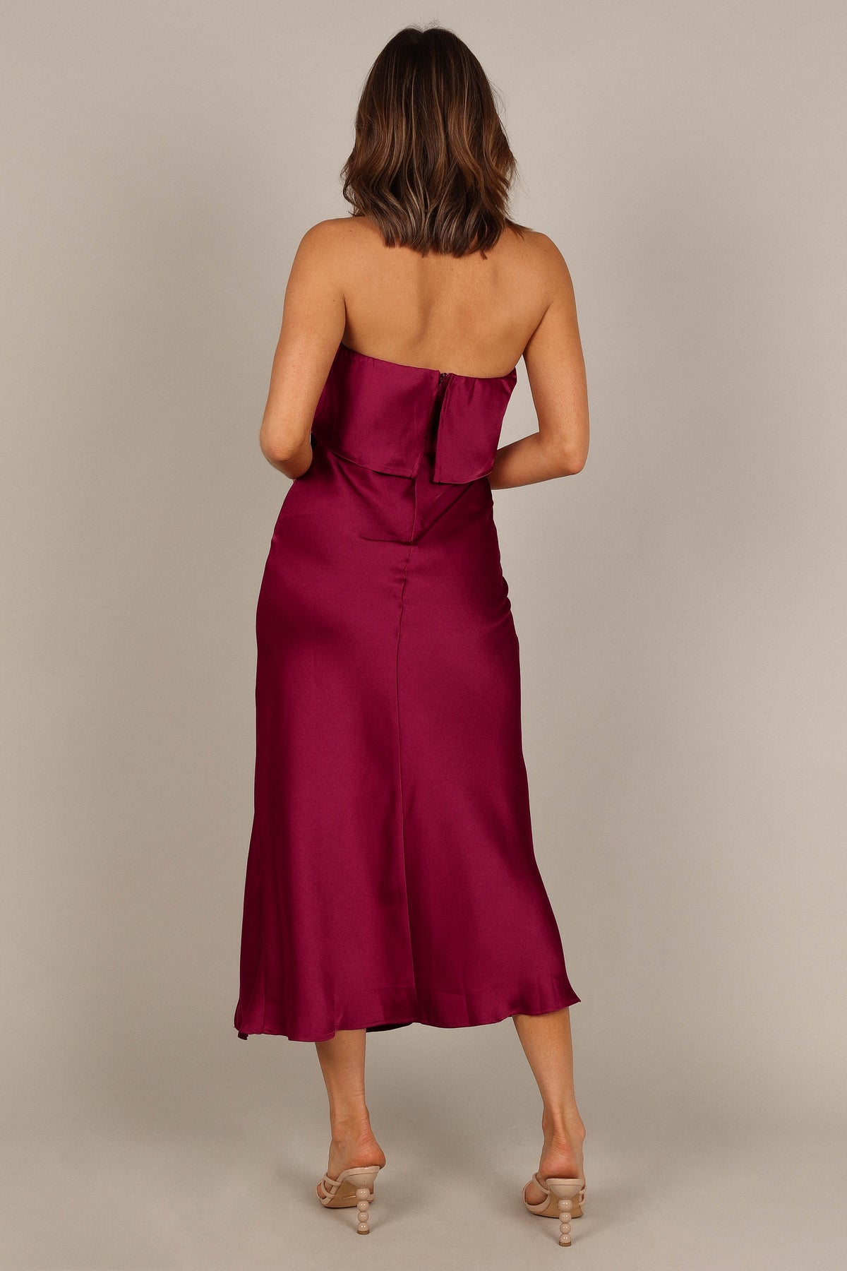 Vienna Strapless Midi Dress in Berry – view 8 of 11