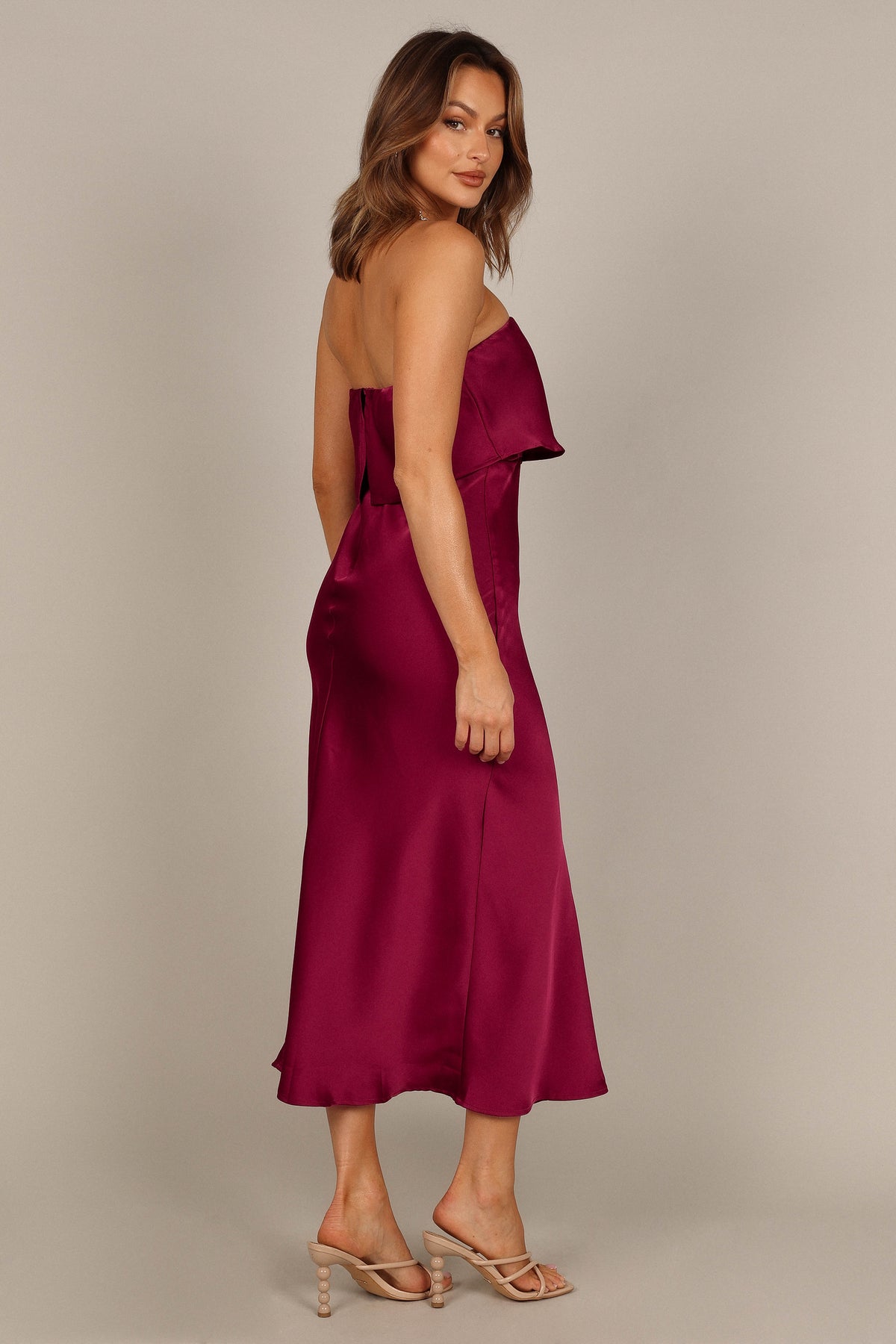 Vienna Strapless Midi Dress in Berry – view 9 of 11