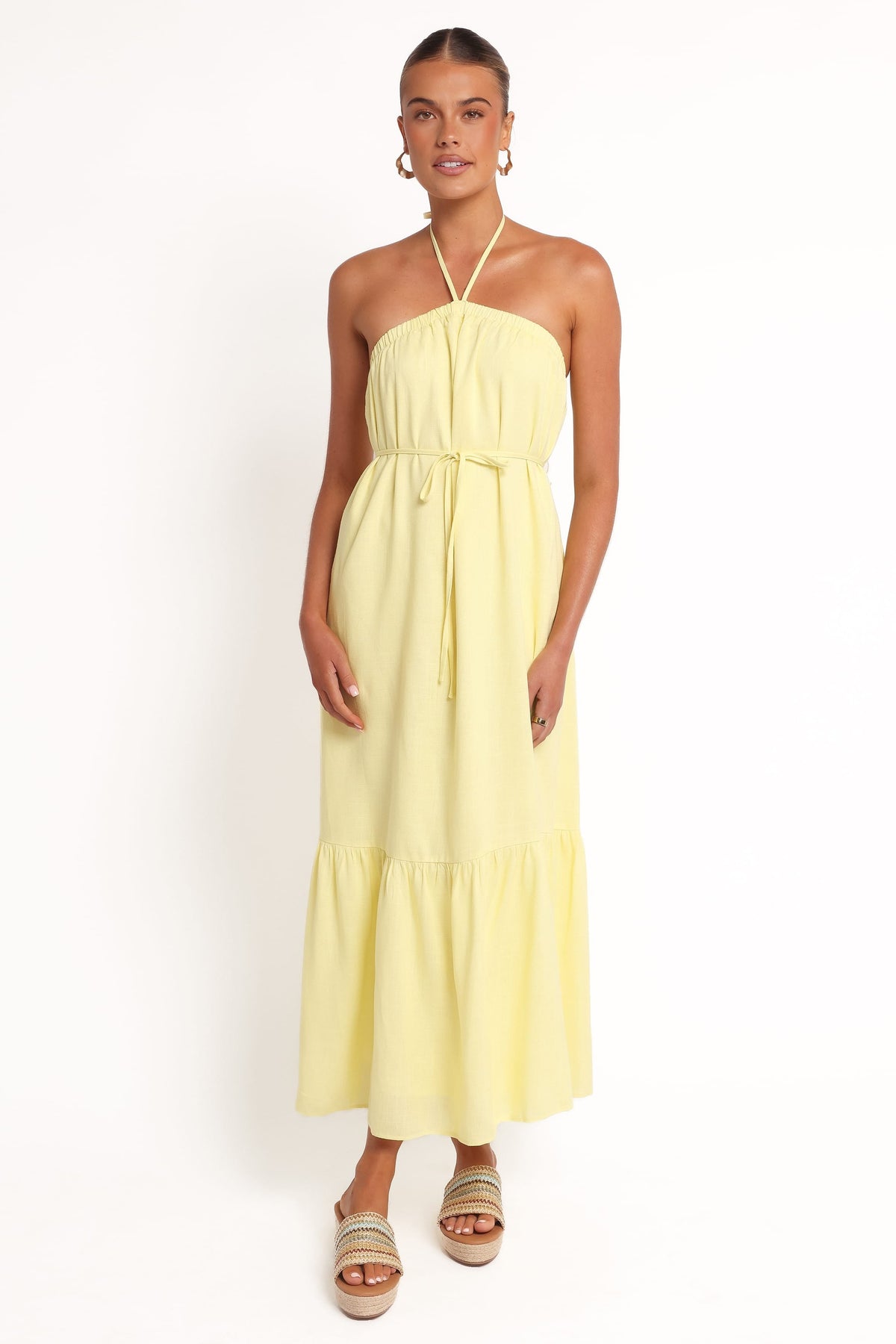 View Halterneck Maxi Dress in Lemon – view 2 of 9