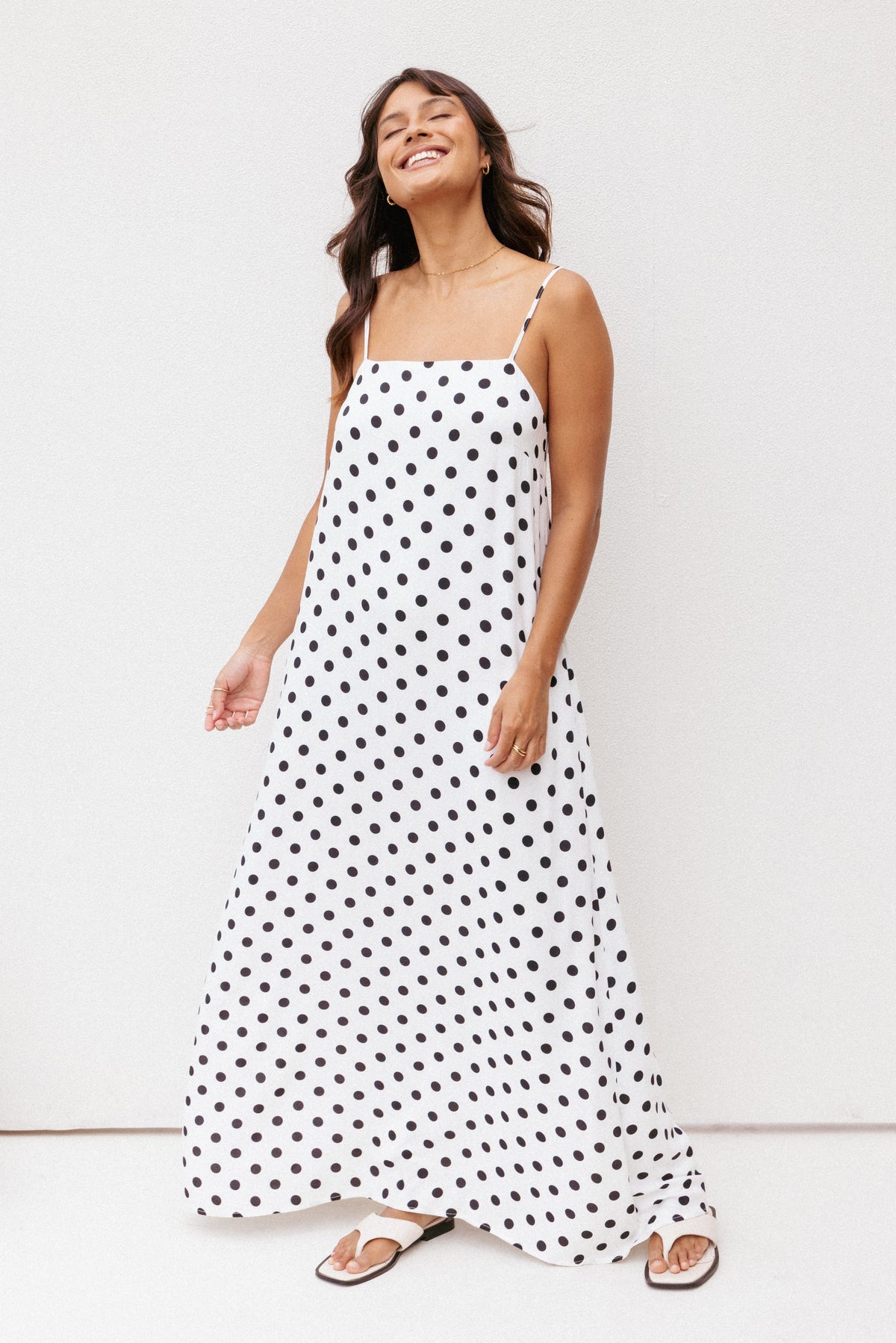 Virgo Maxi Dress in White Polka Dot – view 1 of 8