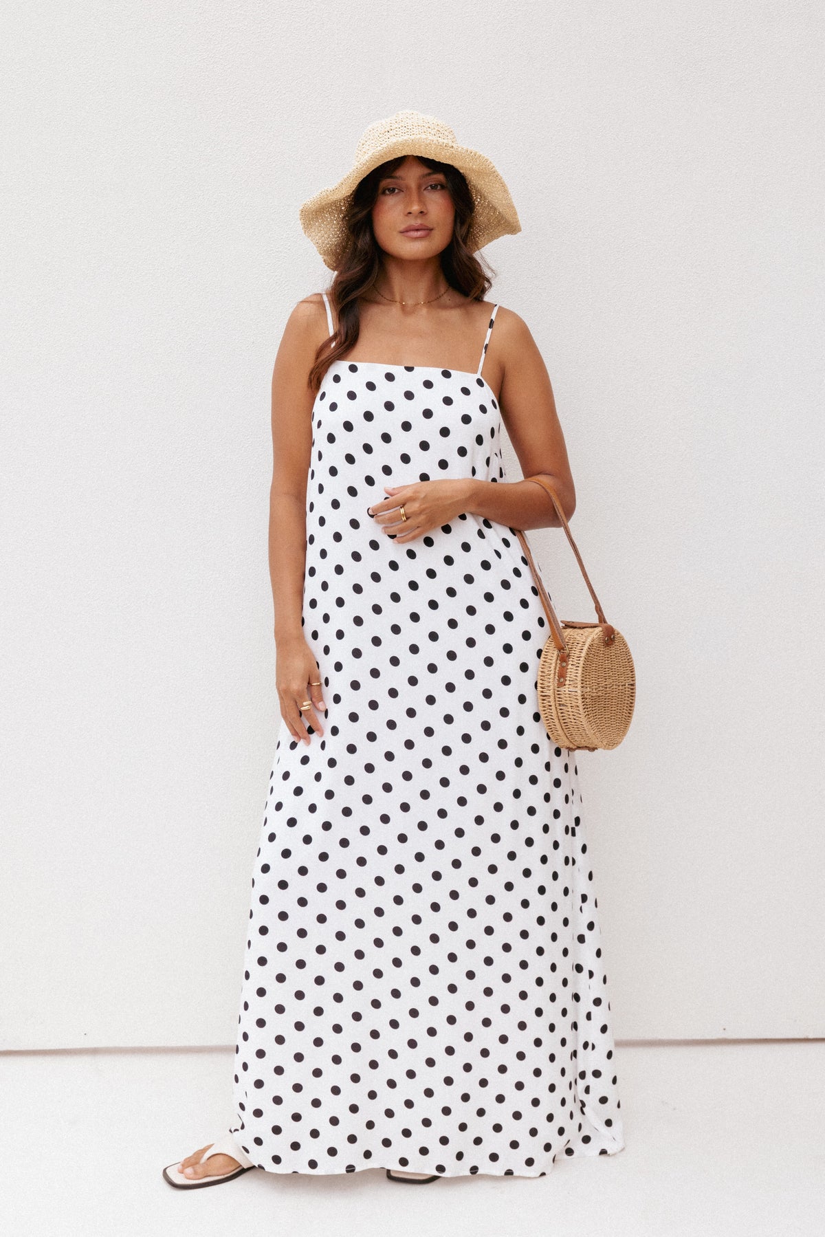 Virgo Maxi Dress in White Polka Dot – view 8 of 8
