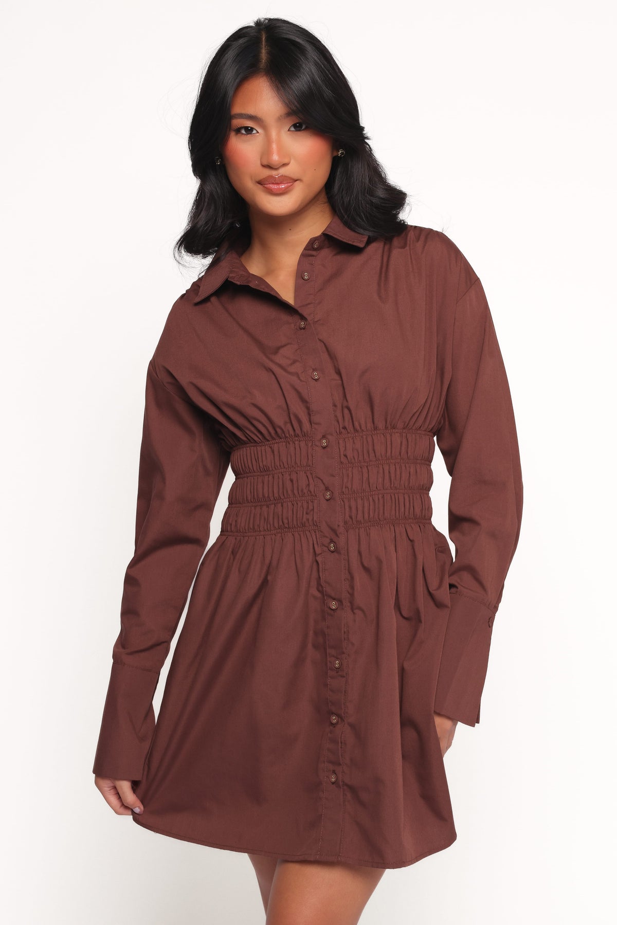 Wallace Mini Dress in Chocolate – view 1 of 6