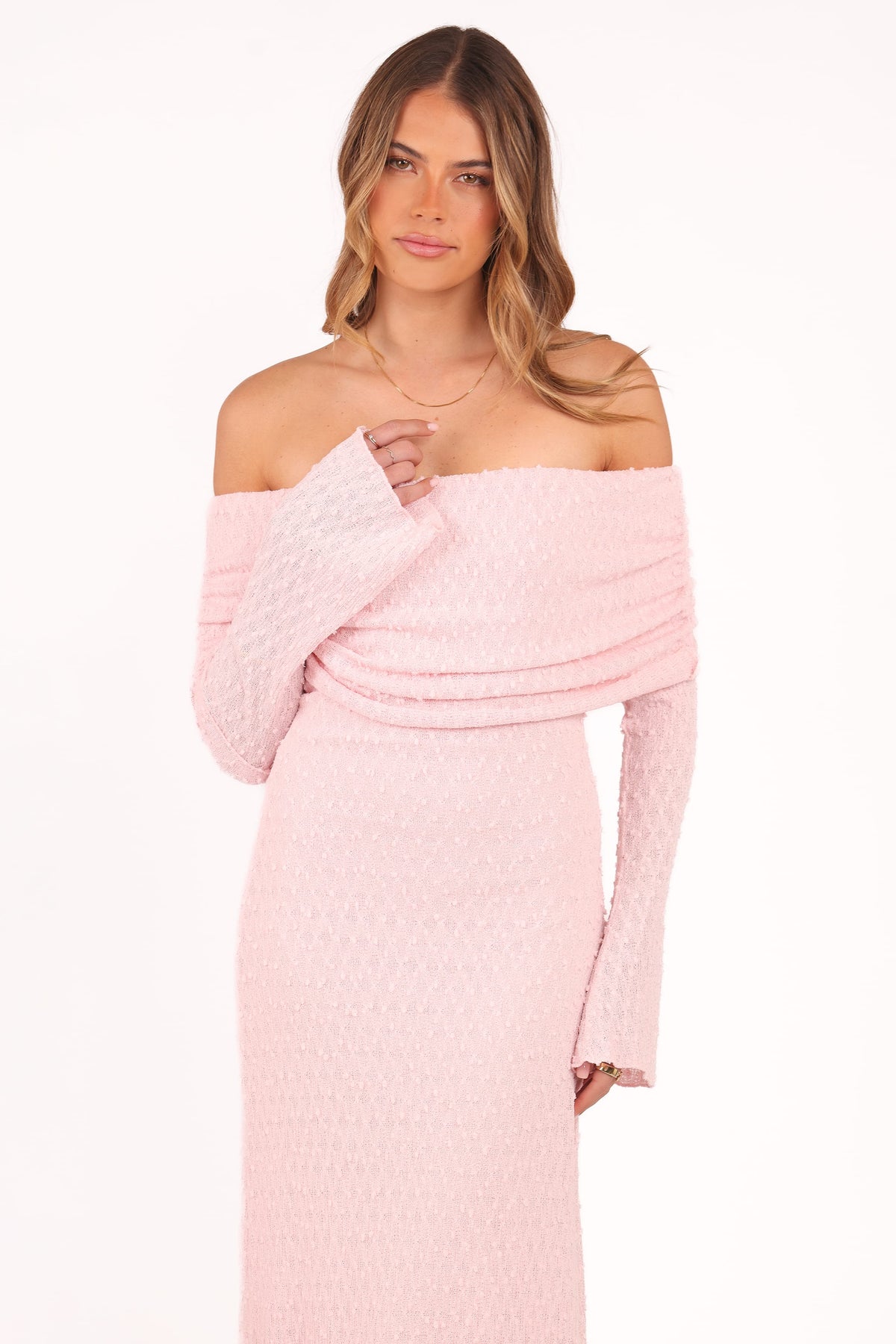 Wilma Off Shoulder Dress in Pink – view 6 of 8