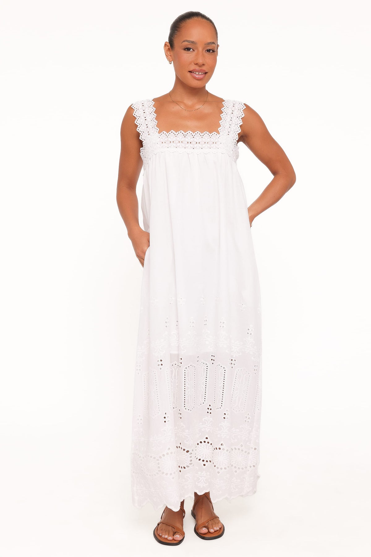 Winora Midi Dress in White Broderie – view 1 of 5