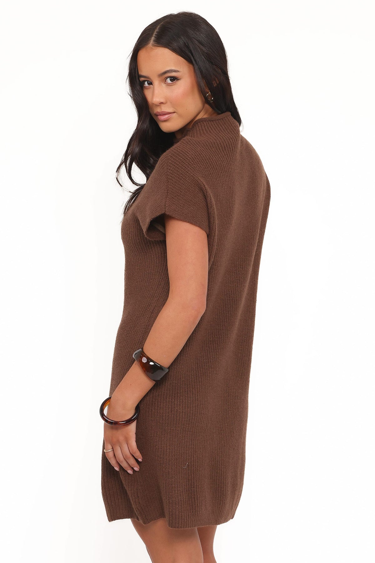 Wright Knit Mini Dress in Chocolate Brown – view 5 of 8