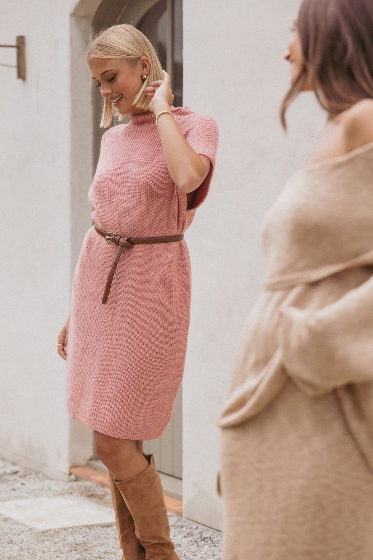 Wright Knit Mini Dress in Pink – view 1 of 7