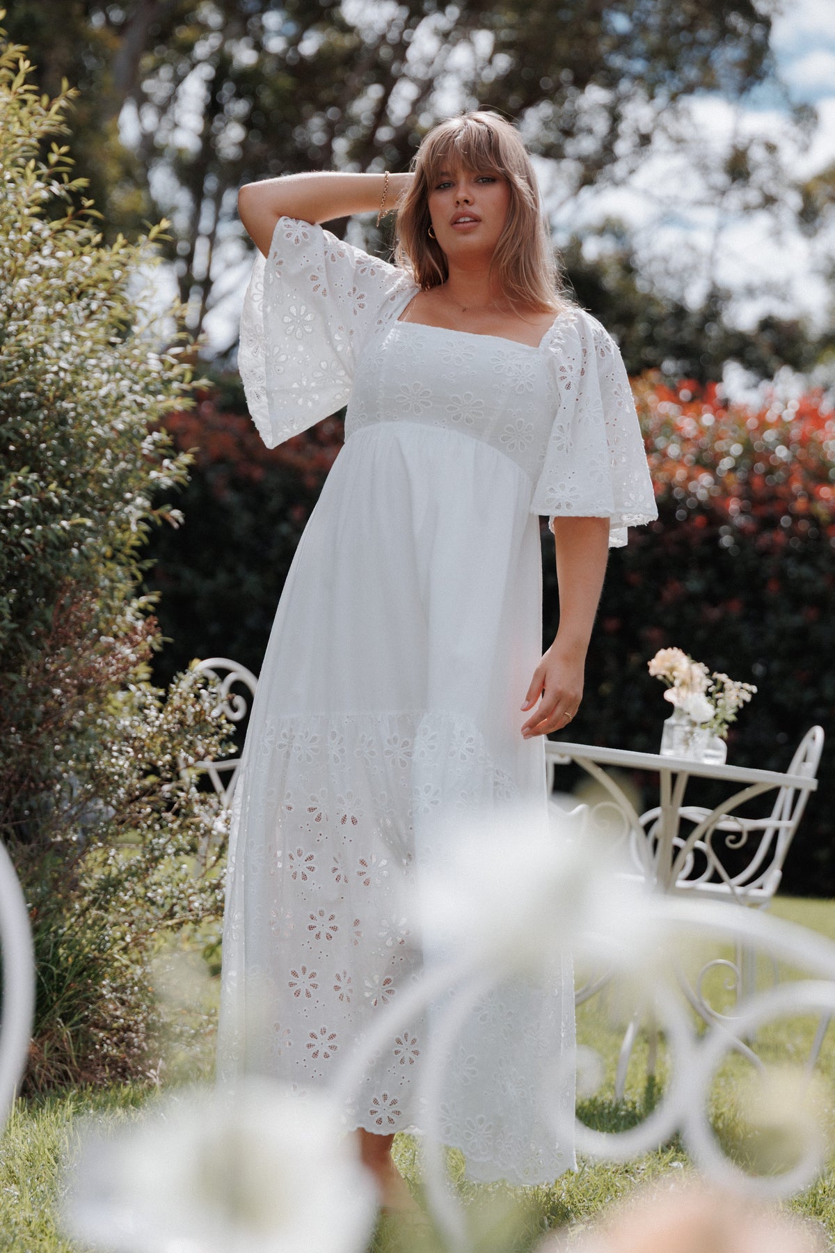 Xana Maxi Dress in White Broderie – view 1 of 6
