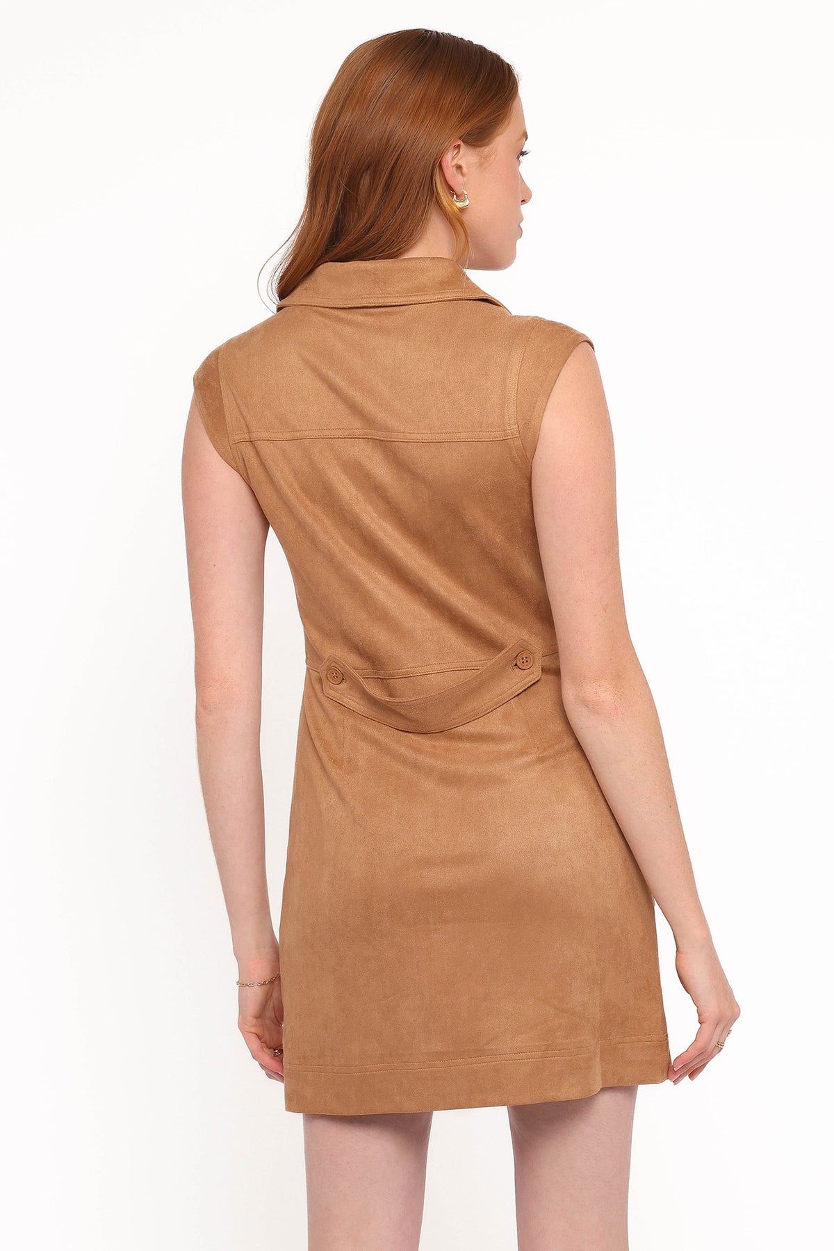 Xoey Suede Mini Dress in Camel – view 4 of 6