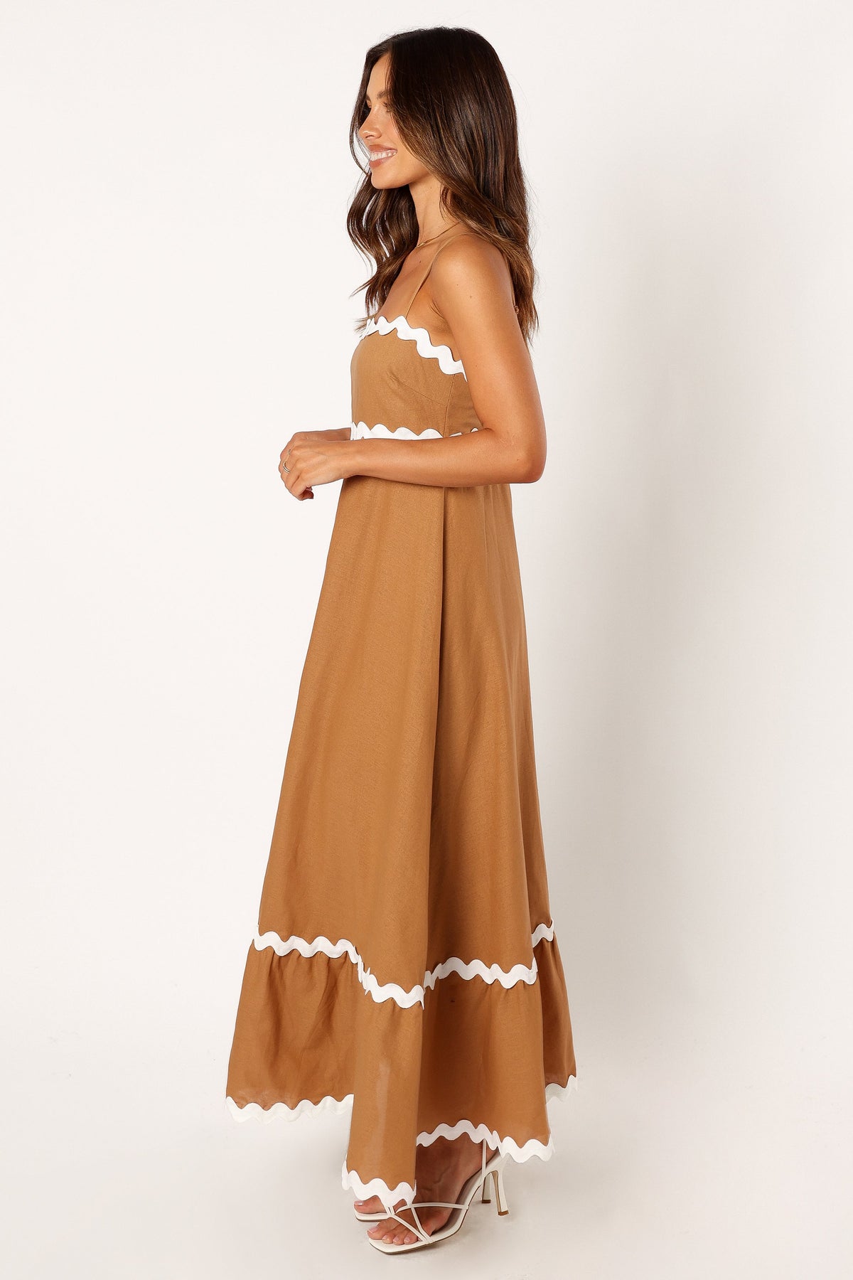 Yana Maxi Dress in Tan White – view 3 of 9