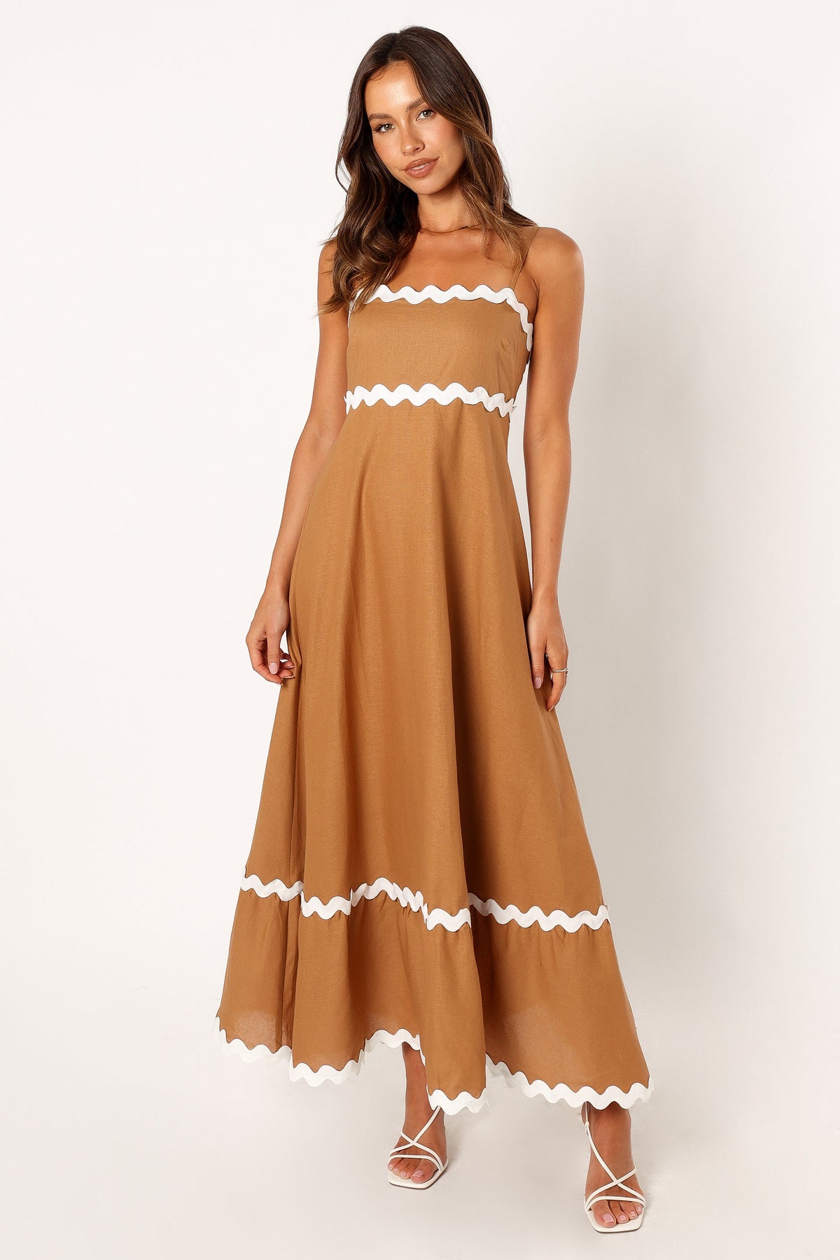 Yana Maxi Dress in Tan White – view 1 of 9