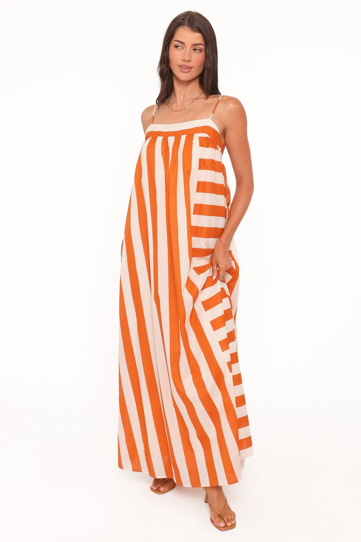 Yanika Maxi Dress in Orange/White Stripe – view 4 of 8