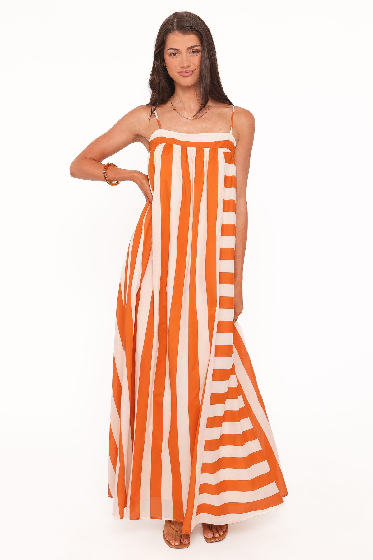 Yanika Maxi Dress in Orange/White Stripe – view 2 of 8
