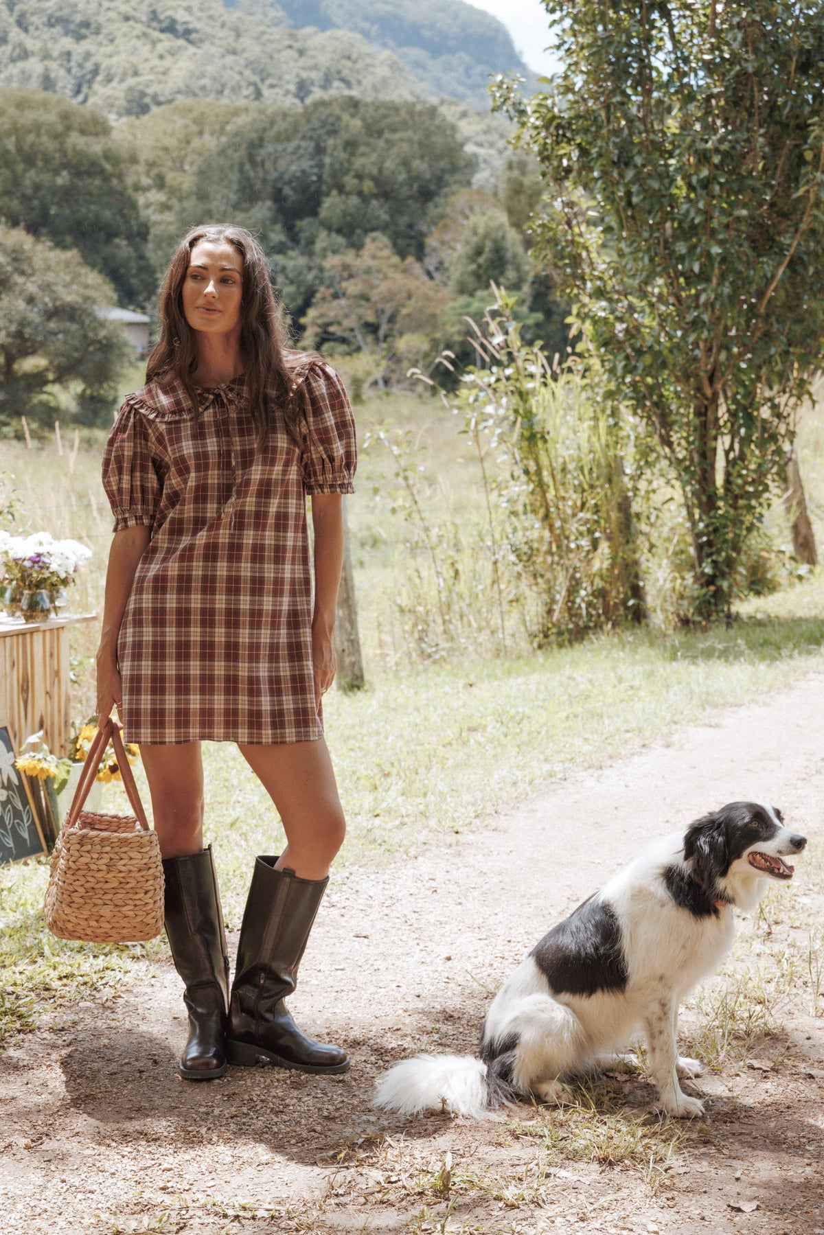 Yaris Mini Dress in Burgundy Plaid – view 1 of 9
