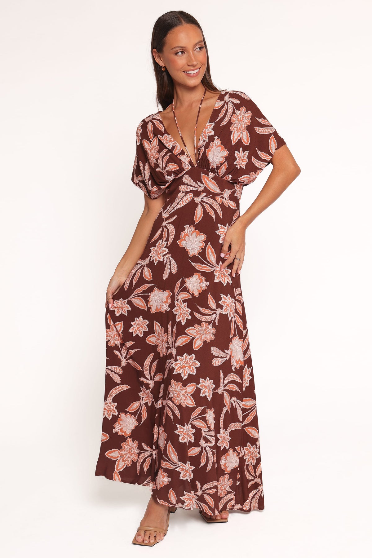 Yolande Midi Dress in Orange Floral – view 1 of 6