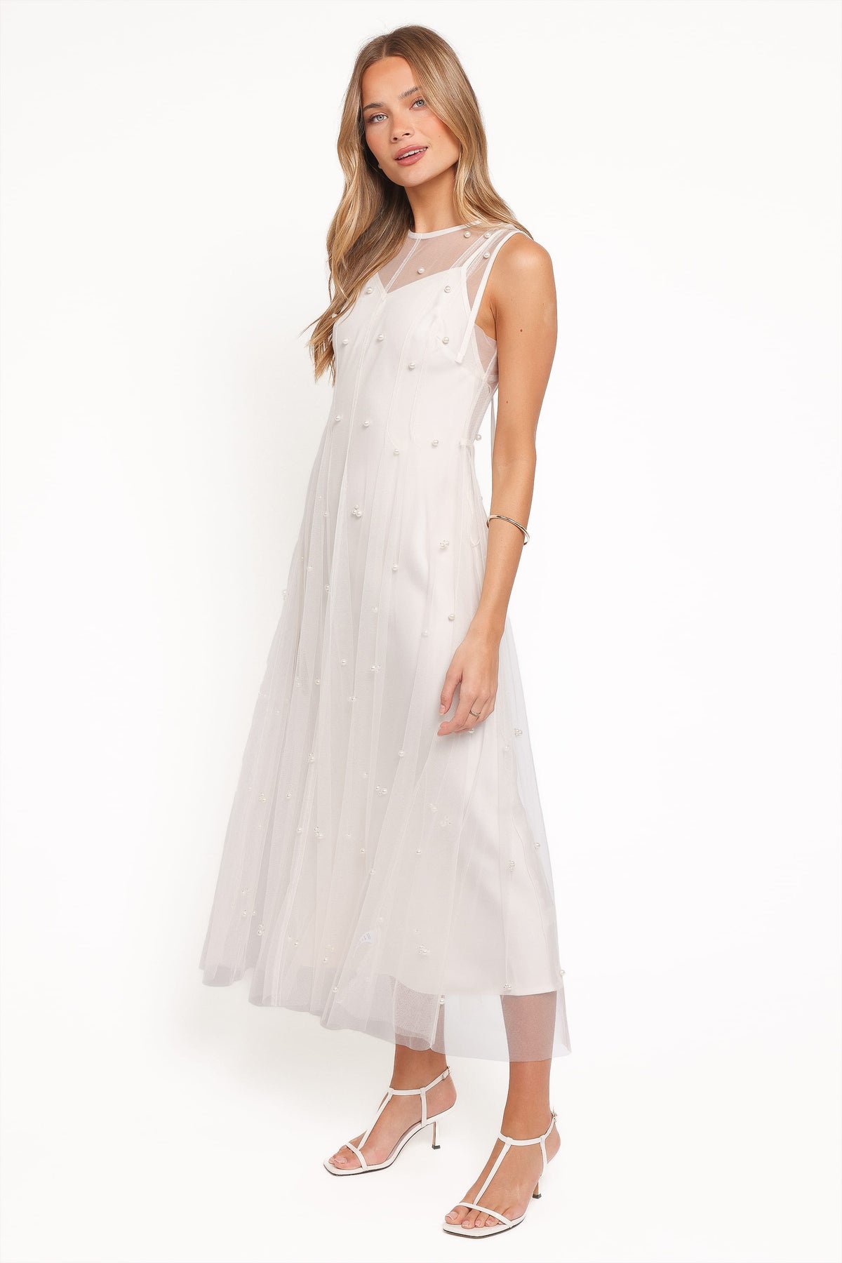 Yulia Pearl Midi Dress in Ecru – view 4 of 8