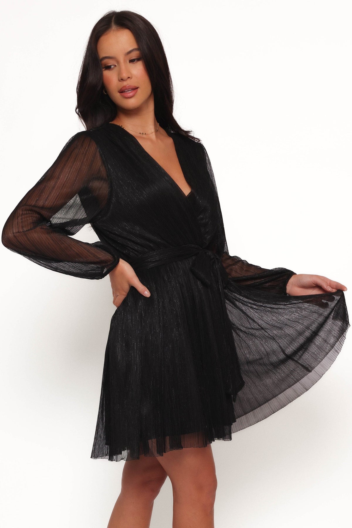 Zhara Long Sleeve Mini Dress in Black – view 5 of 7