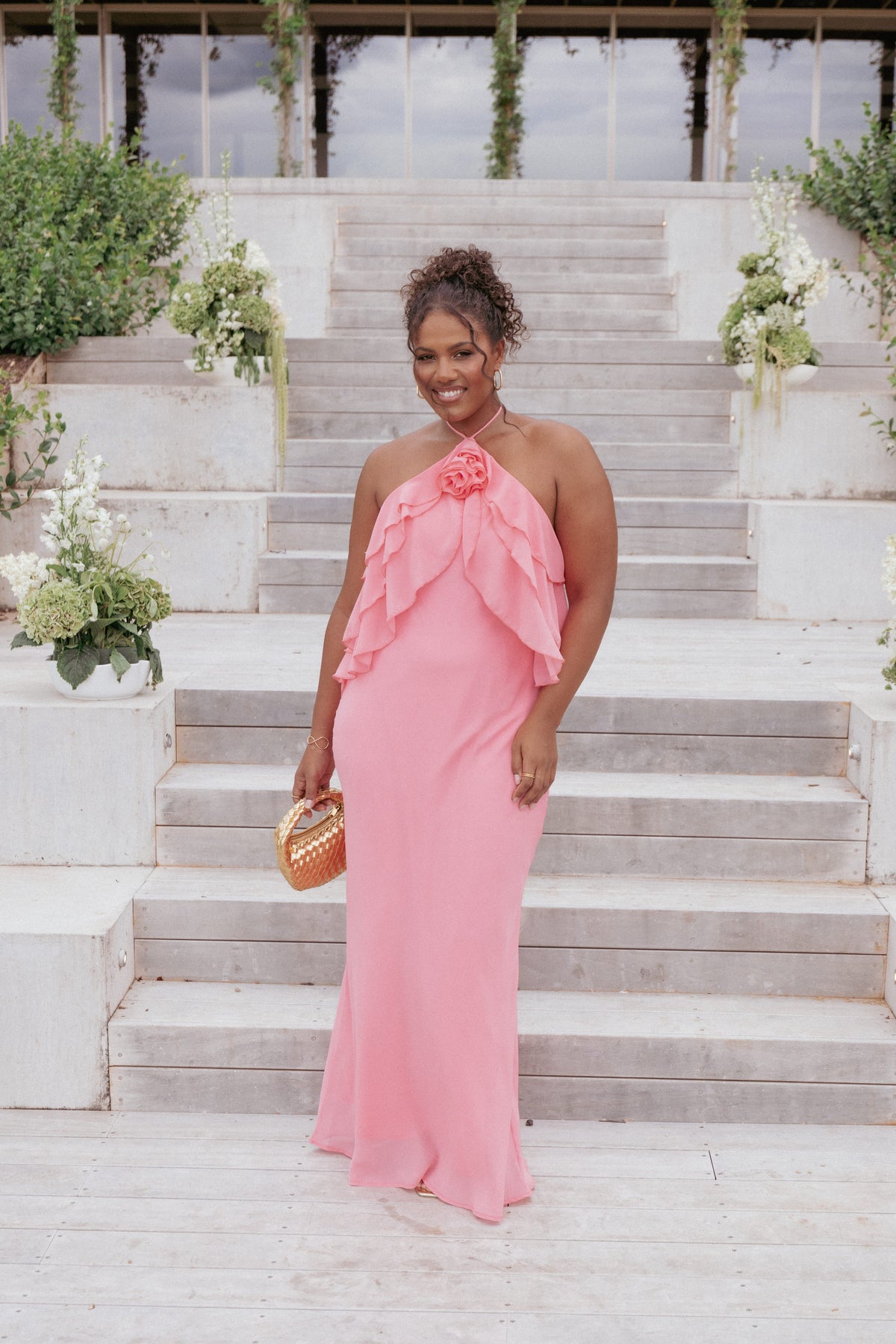 Zorina Halterneck Maxi Dress in Coral – view 1 of 7