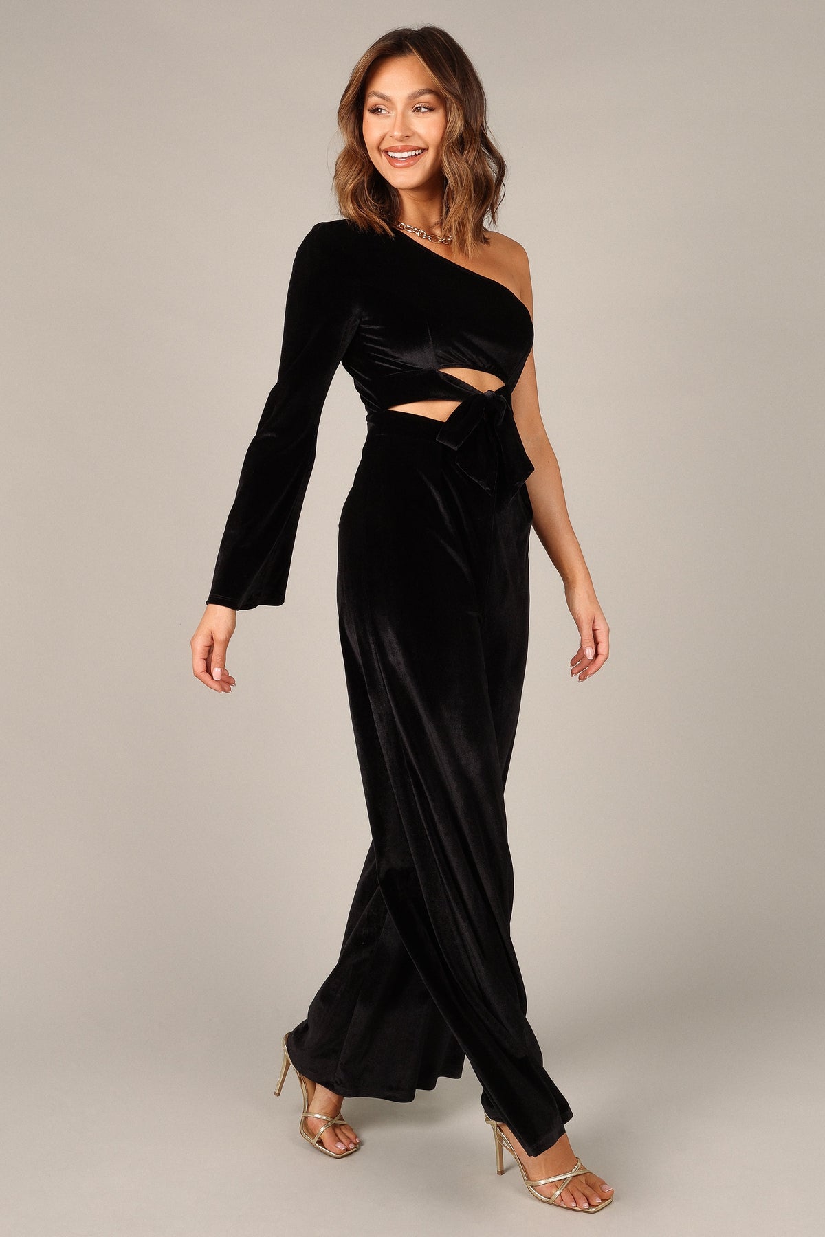 Avery Velvet Jumpsuit in Black – view 3 of 11