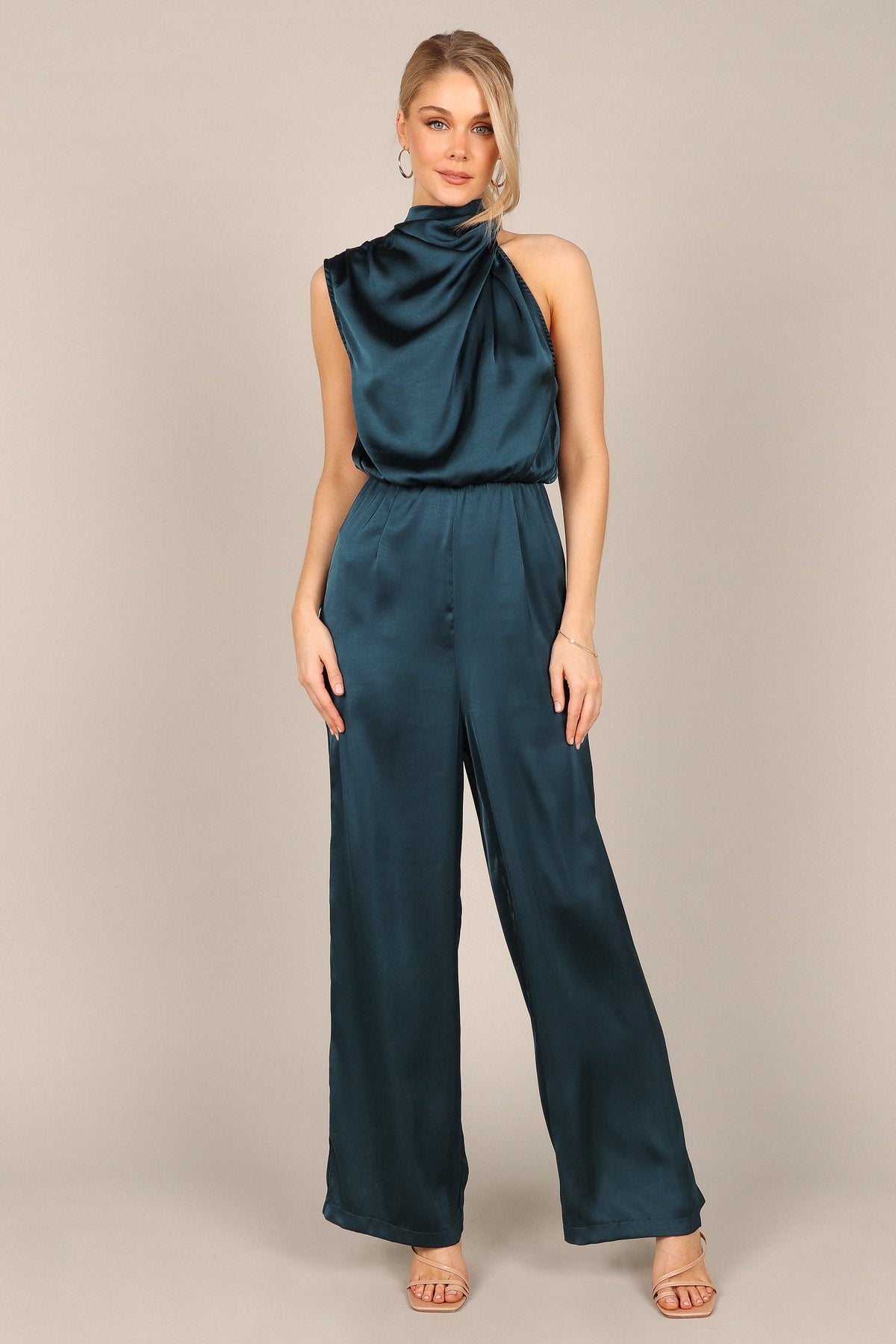 Savannah One Shoulder Jumpsuit in Teal – view 1 of 8