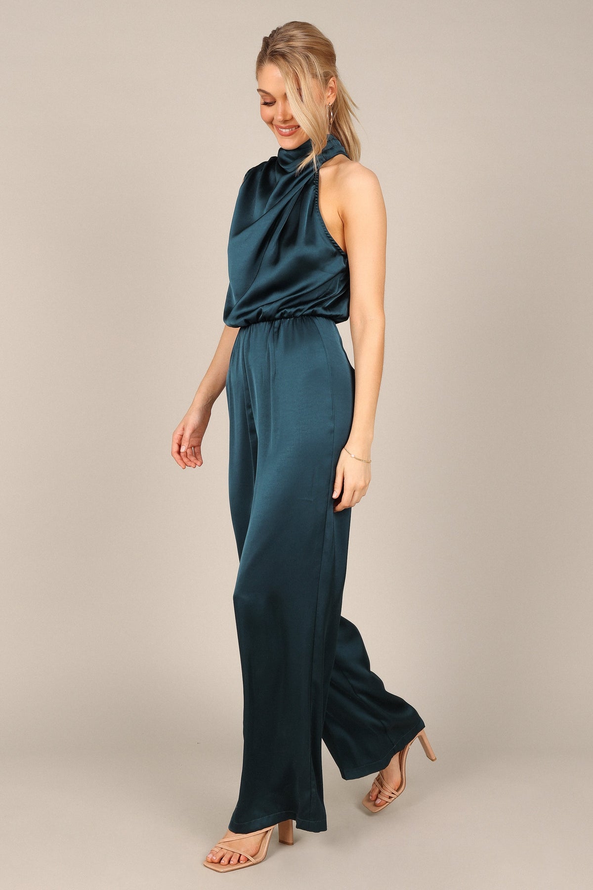 Savannah One Shoulder Jumpsuit in Teal – view 3 of 8