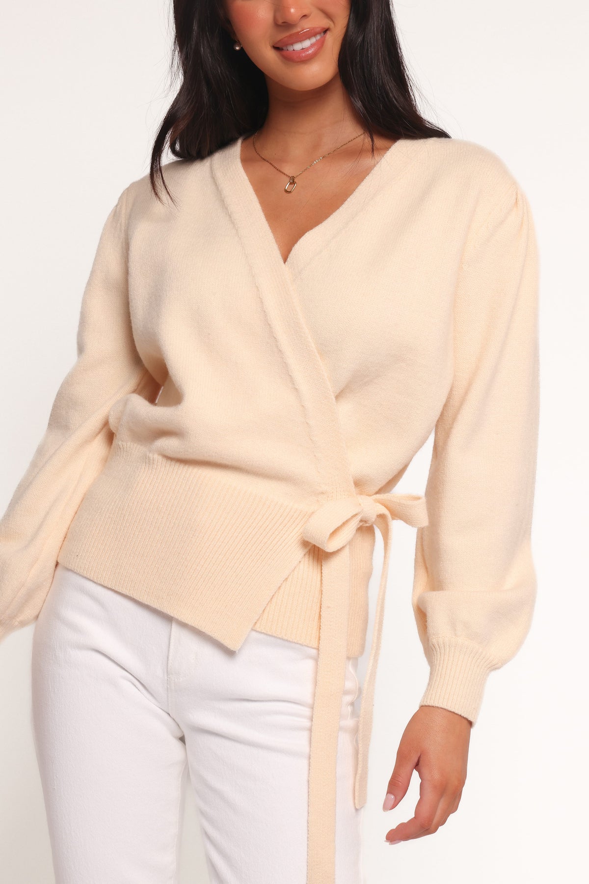 Abbey Ballet Wrap Cardigan in Cream – view 6 of 7