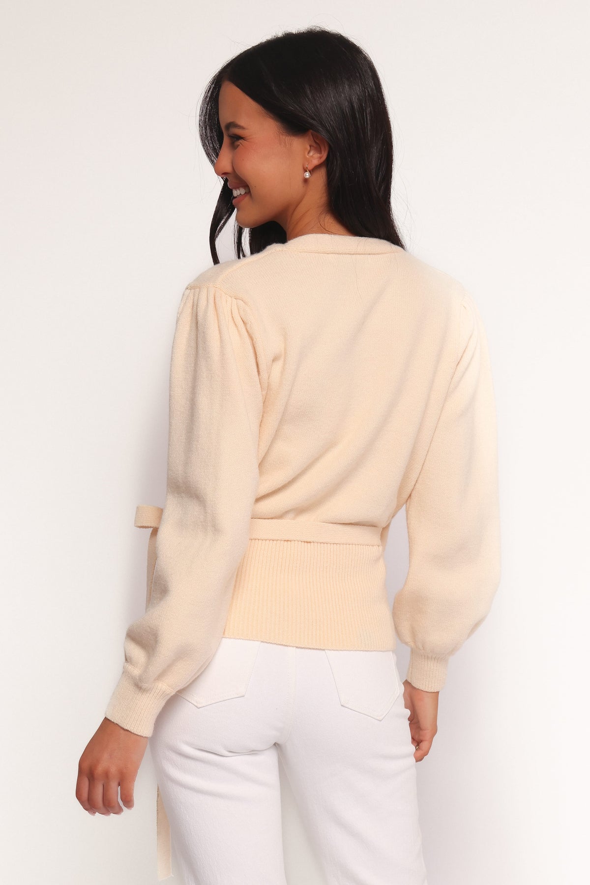 Abbey Ballet Wrap Cardigan in Cream – view 5 of 7