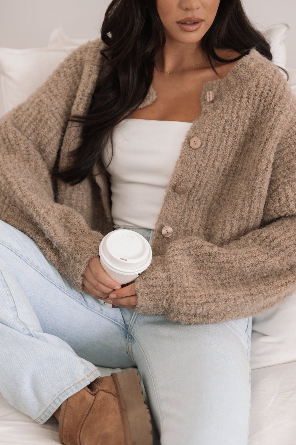 Albertine Cardigan in Latte – view 3 of 11