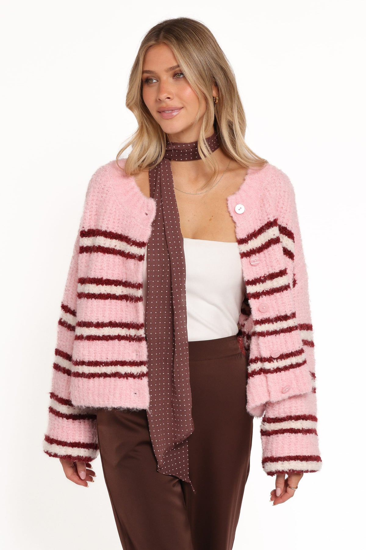 Albertine Cardigan in Pink Stripe – view 8 of 9