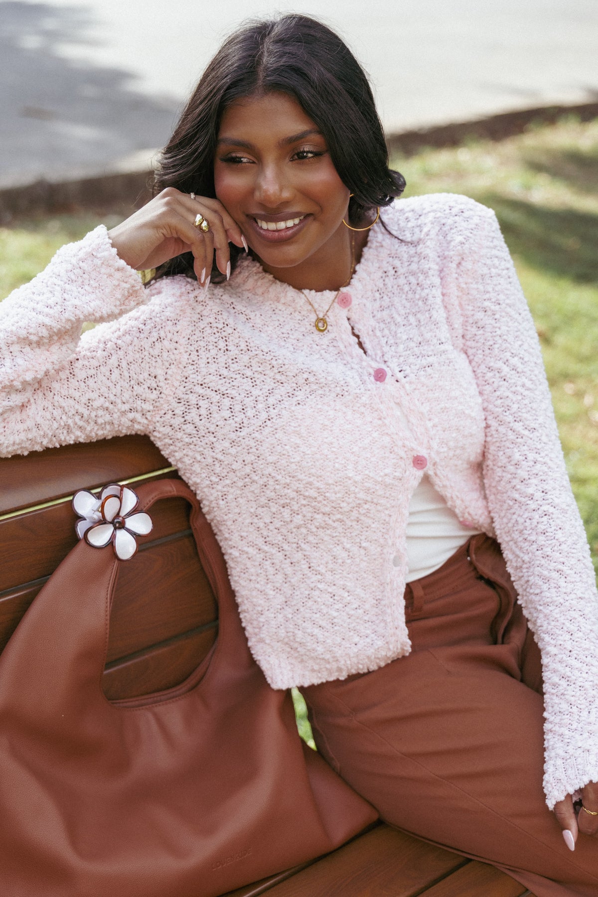 Ally Texture Cardigan in Pink – view 1 of 10