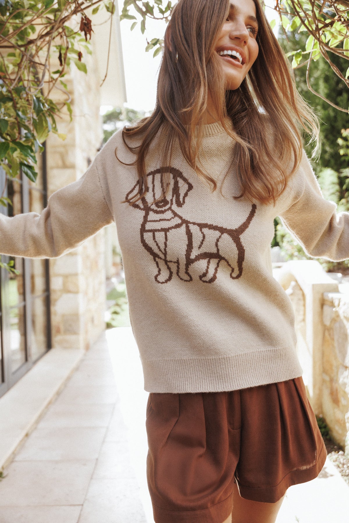 Amber Dachshund Sweater in Beige – view 1 of 8