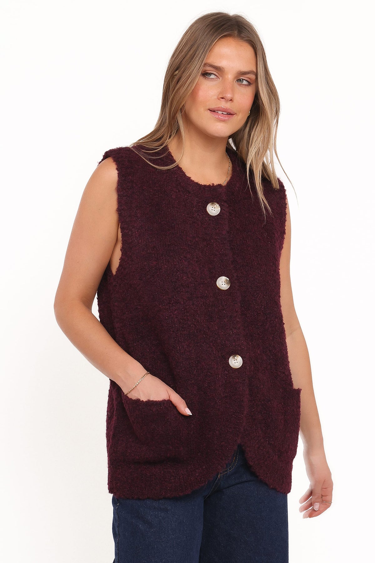 Avery Knit Vest in Wine – view 4 of 8