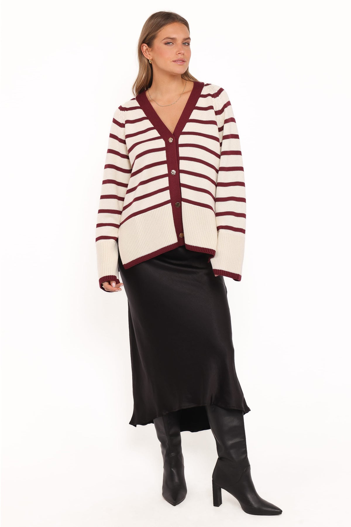 Aydee Cardigan in Cherry Stripe – view 6 of 7