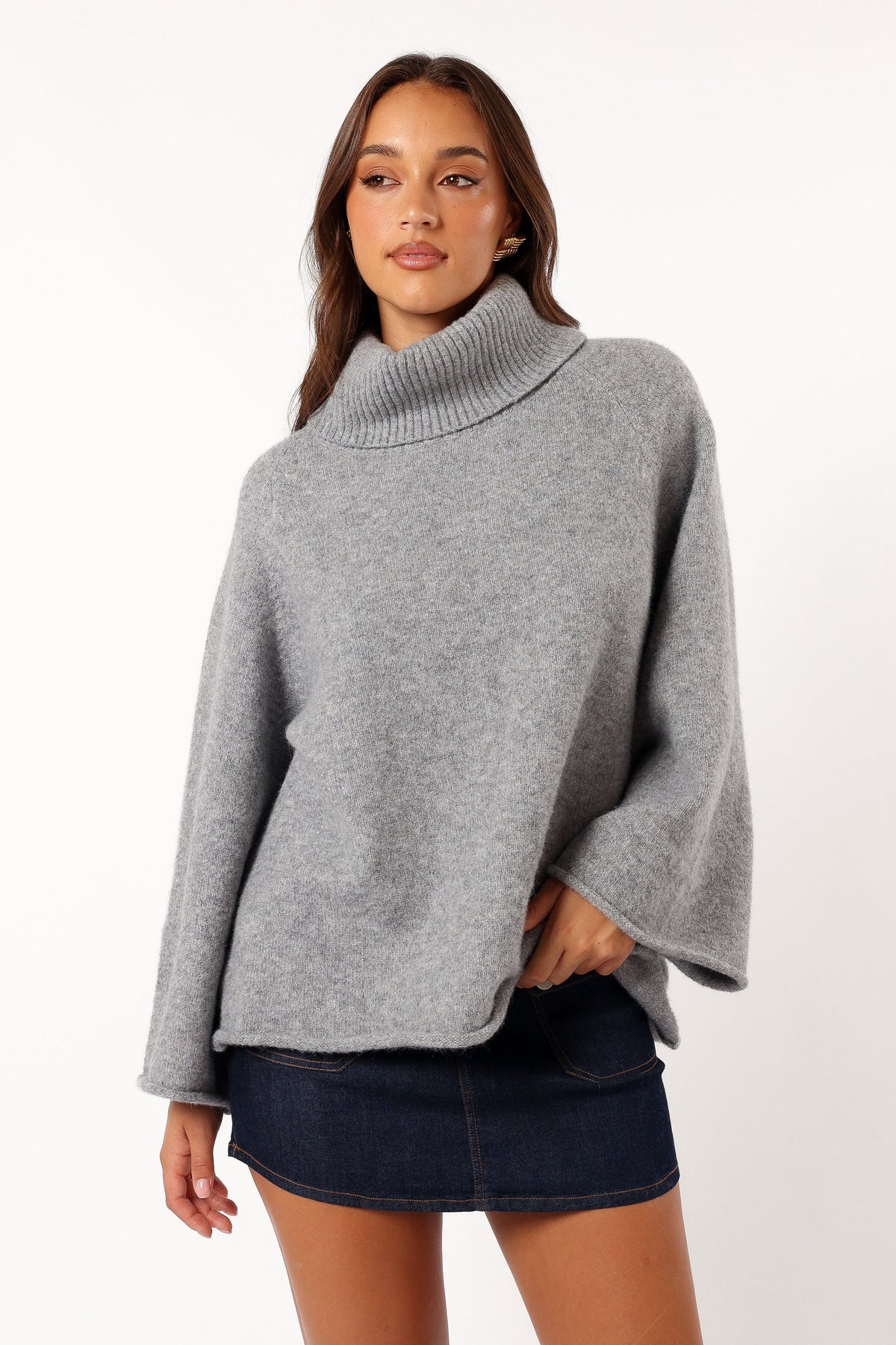Bindy Cowlneck Knit Sweater in Grey Marle – view 3 of 8