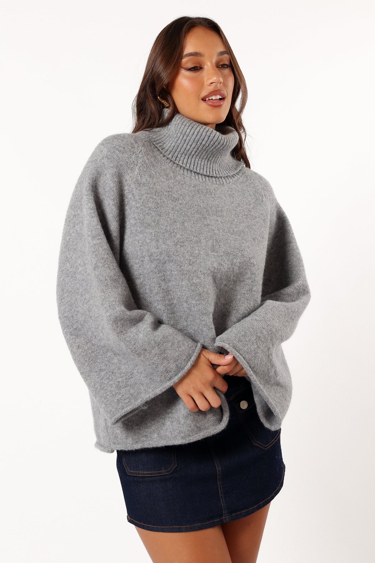 Bindy Cowlneck Knit Sweater in Grey Marle – view 6 of 8