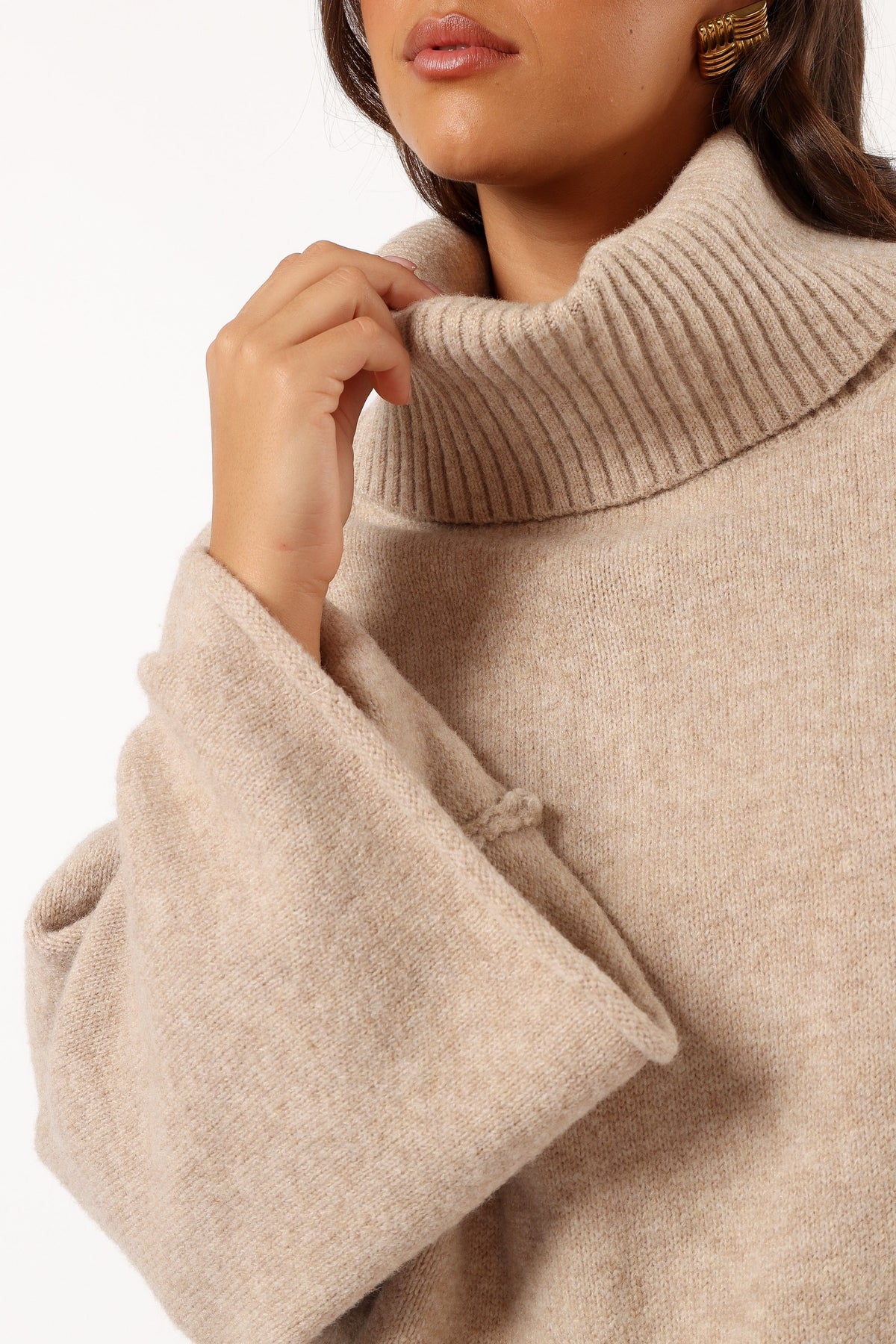 Bindy Cowlneck Knit Sweater in Oatmeal – view 5 of 10