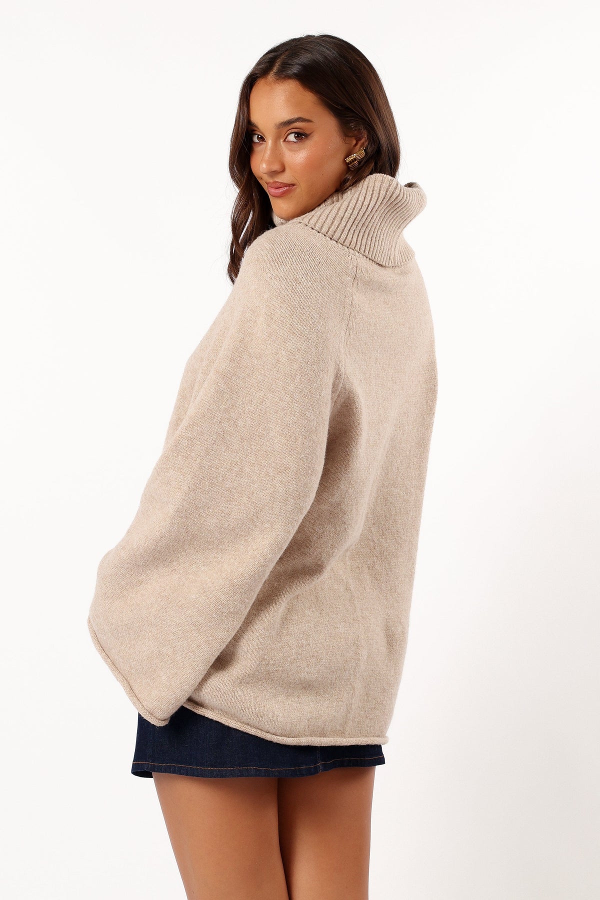 Bindy Cowlneck Knit Sweater in Oatmeal – view 7 of 10